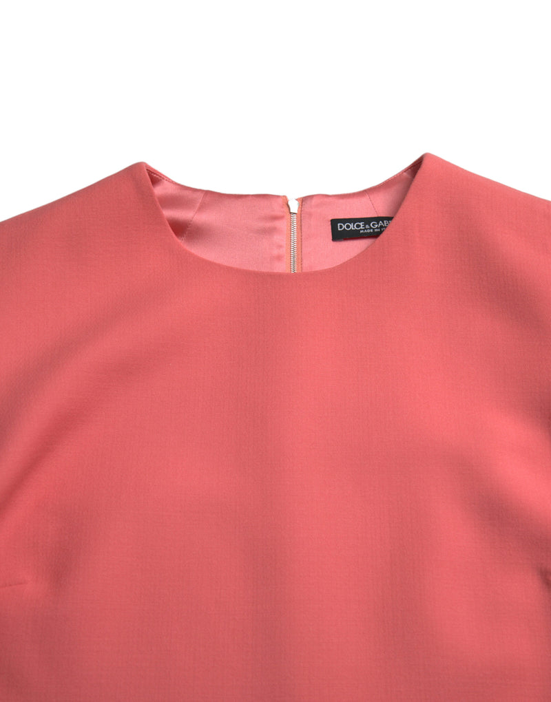 Robe Mini Sans Manches en Laine Vierge Rose Dolce & Gabbana