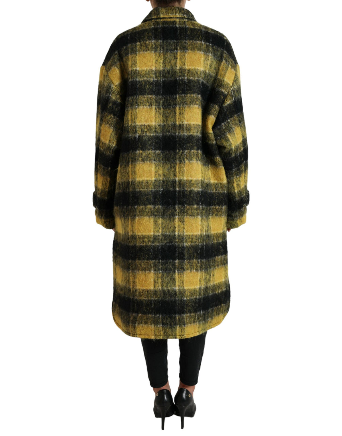 Dolce & Gabbana Manteau Long À Manches Jaunes À Carreaux