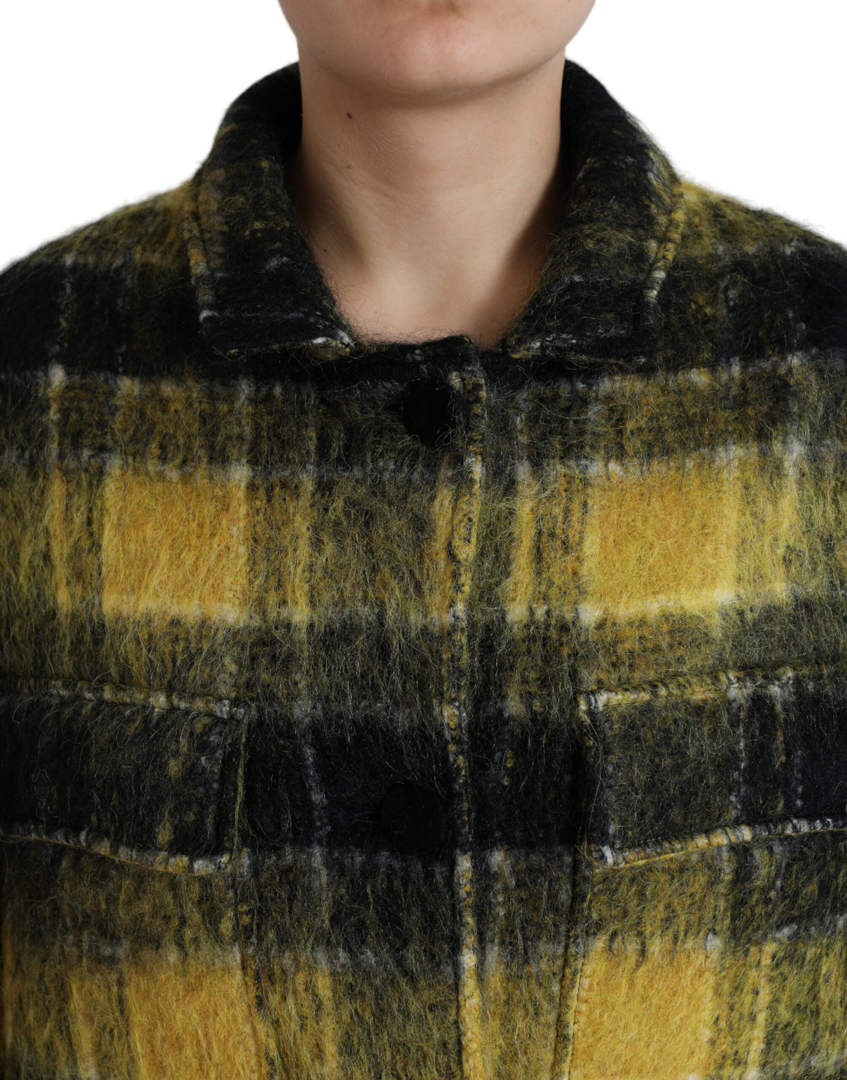 Dolce & Gabbana Manteau Long À Manches Jaunes À Carreaux