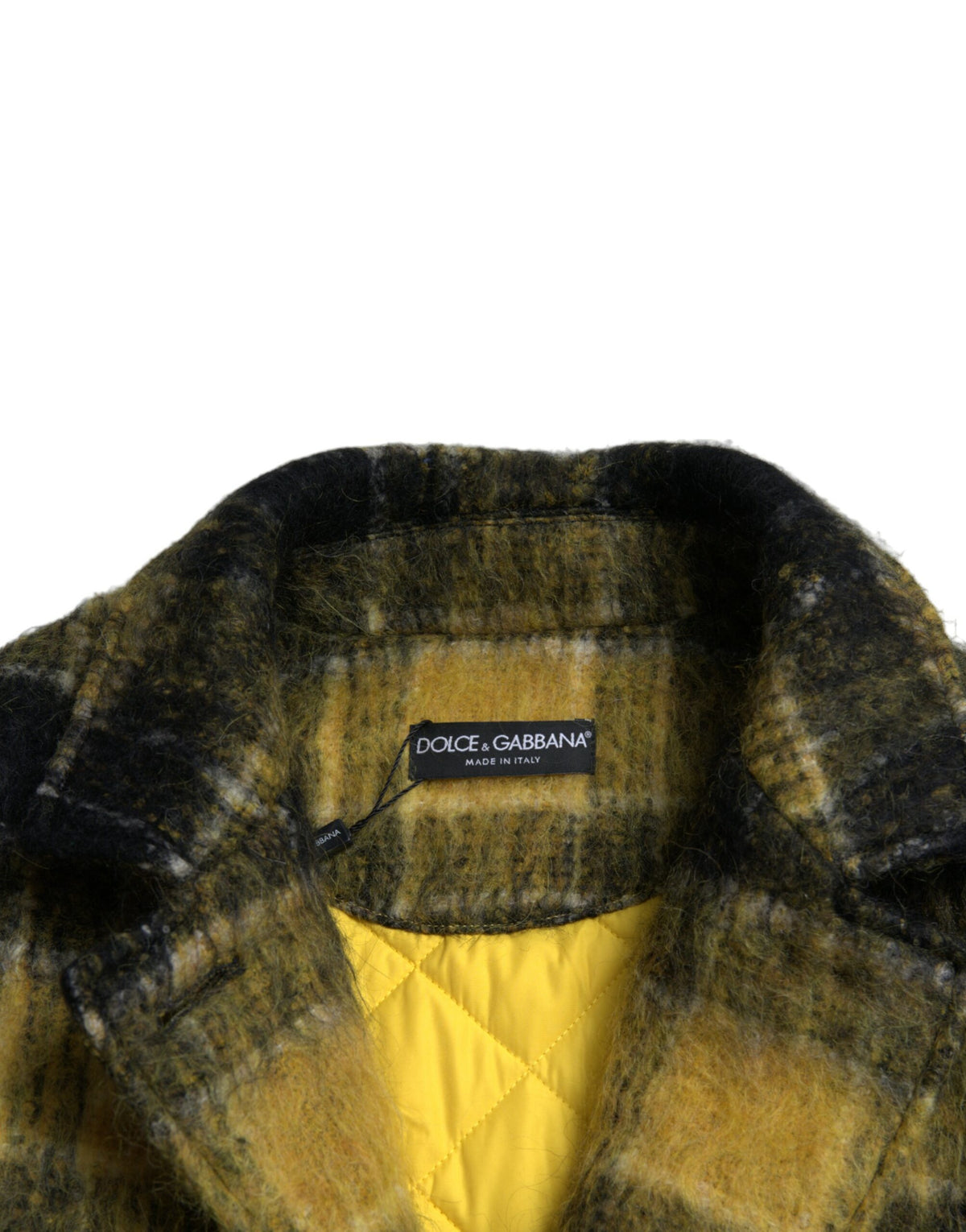 Dolce & Gabbana Manteau Long À Manches Jaunes À Carreaux