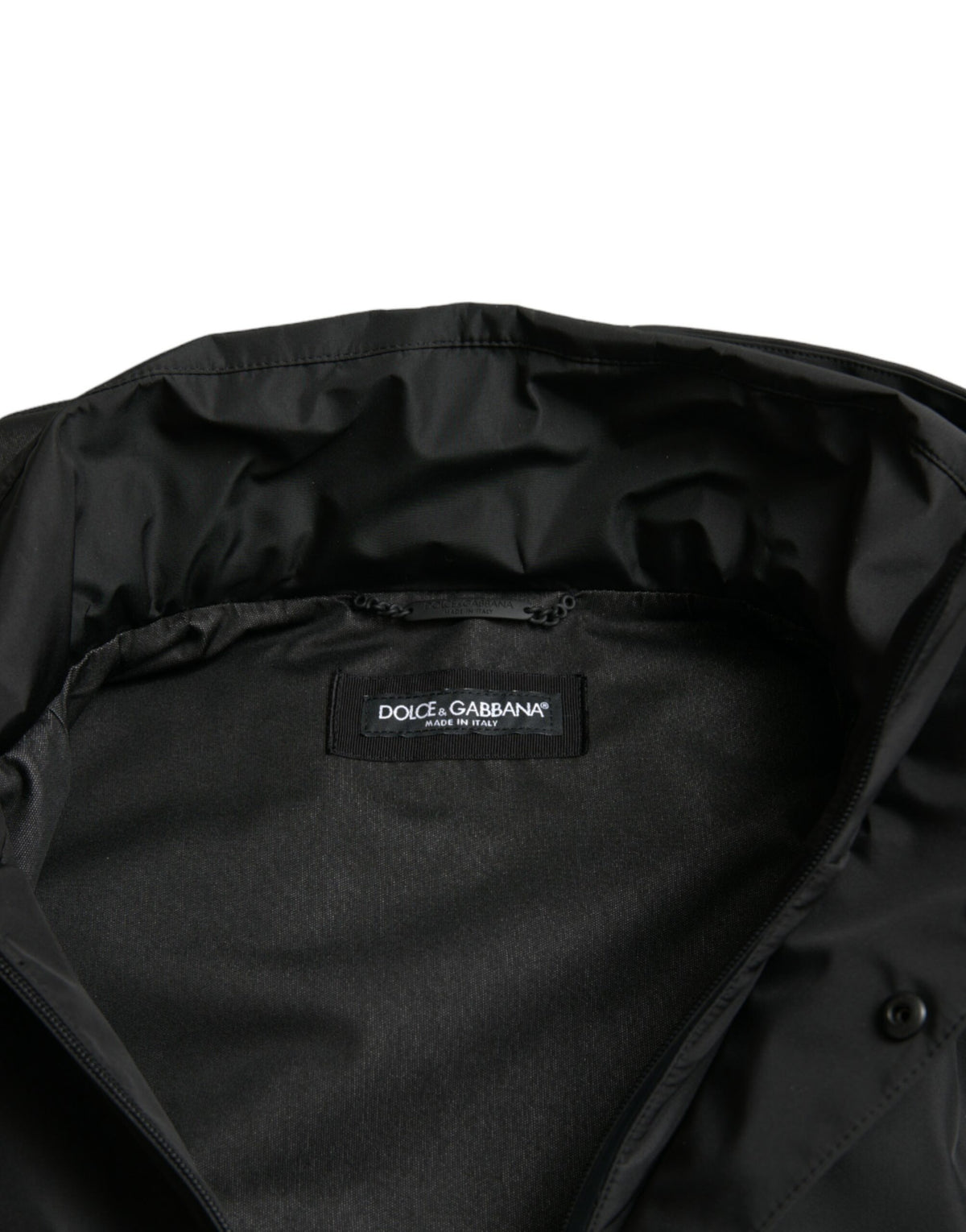 Veste à capuche en polyester noir avec plaque logo Dolce & Gabbana