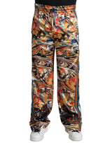 Pantalon en satin à imprimé marbré multicolore de Dolce &amp; Gabbana
