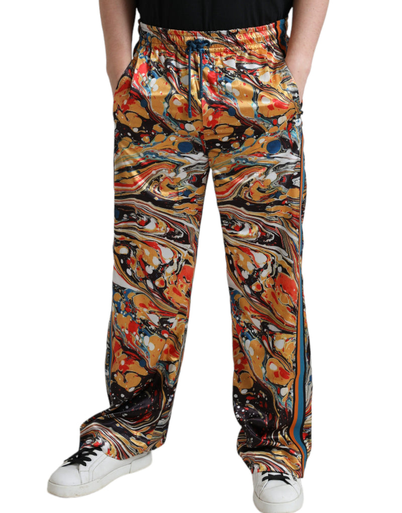 Dolce &amp; Gabbana satijnen broek met marmerprint in meerdere kleuren