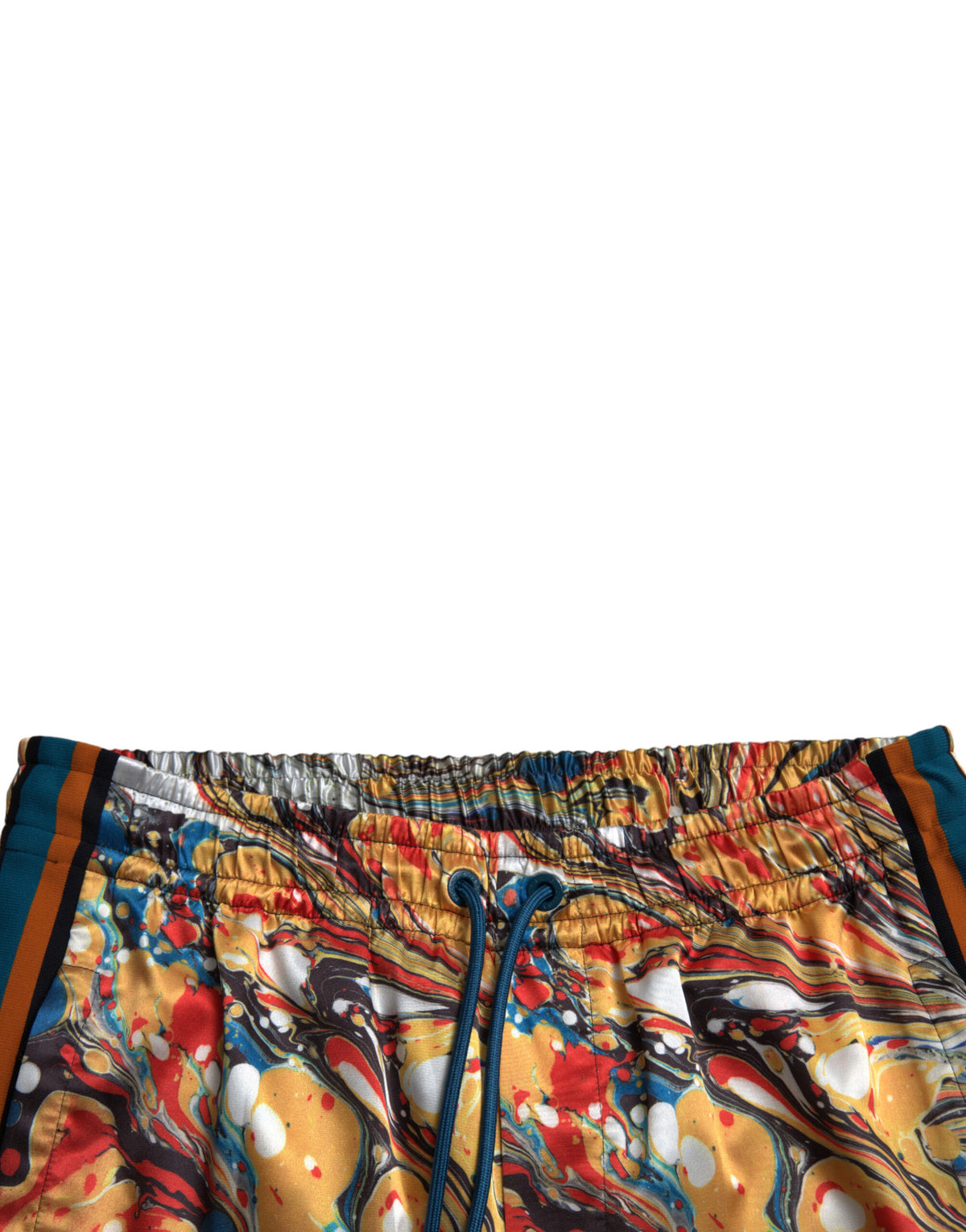 Pantalon en satin à imprimé marbré multicolore de Dolce &amp; Gabbana