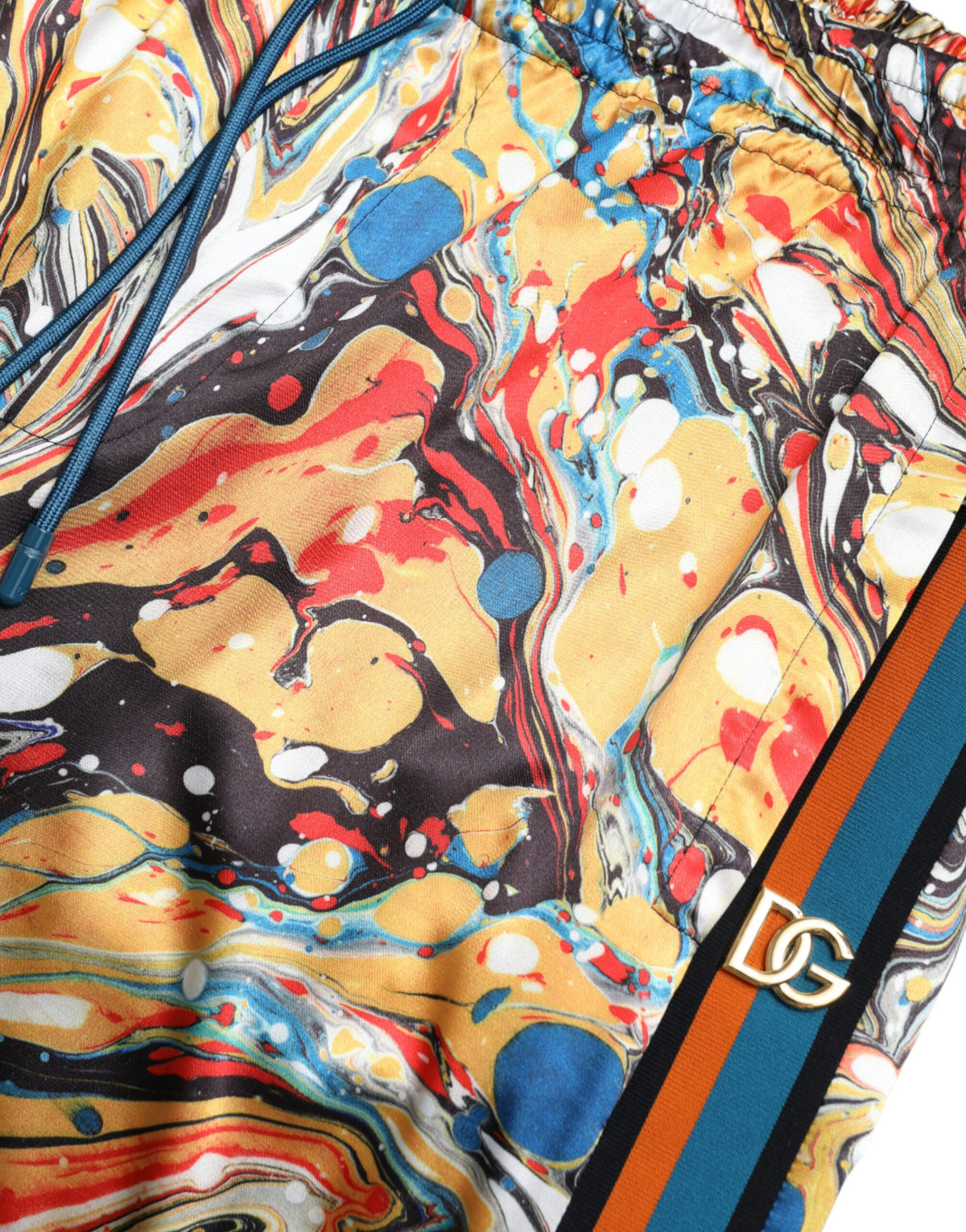 Pantalon en satin à imprimé marbré multicolore de Dolce &amp; Gabbana