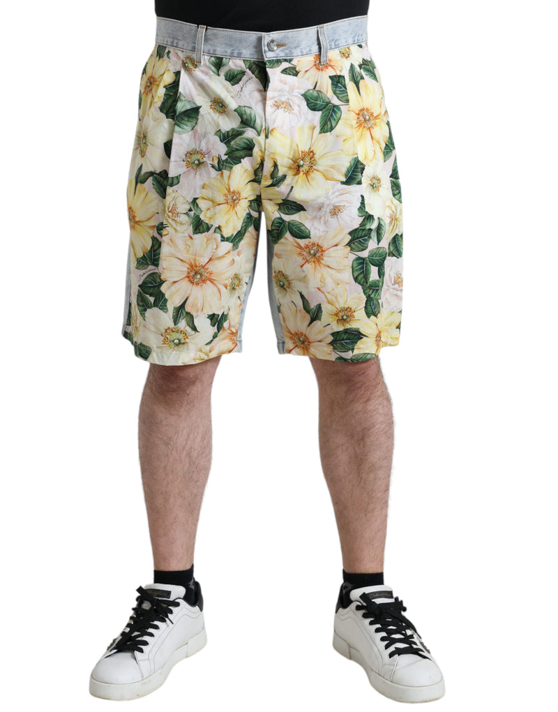 Dolce &amp; Gabbana gemengde bloemenprint denim bermudashorts