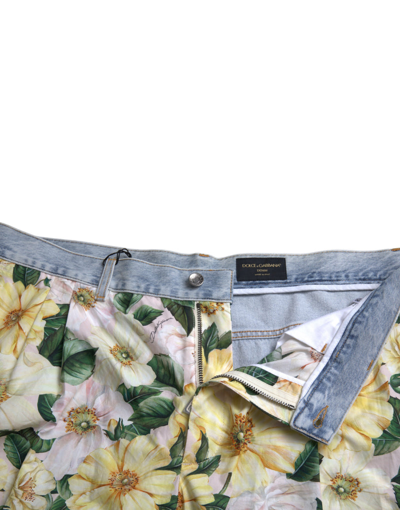 Dolce &amp; Gabbana gemengde bloemenprint denim bermudashorts