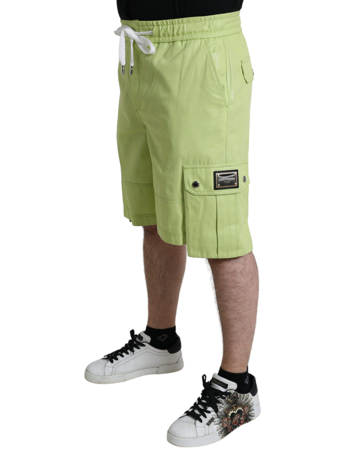 Short cargo bermuda en coton vert clair Dolce &amp; Gabbana pour homme