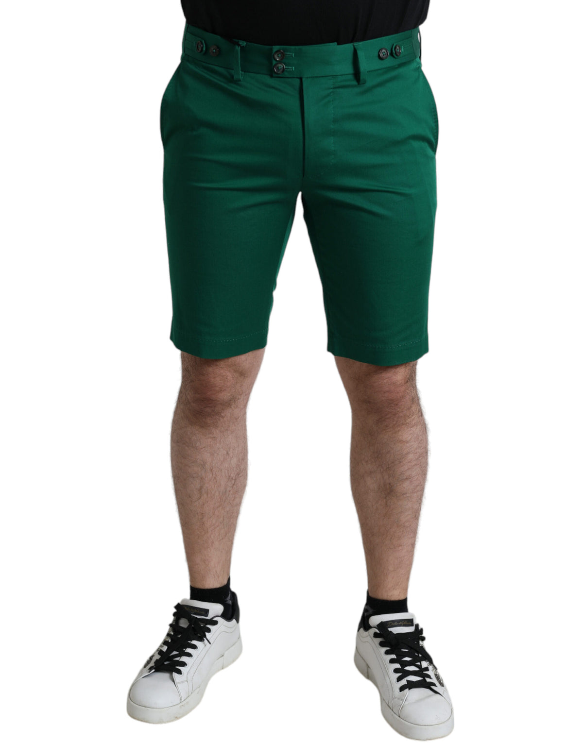 Shorts Bermuda en coton extensible vert foncé pour homme de Dolce &amp; Gabbana