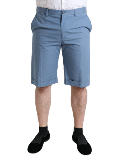 Dolce &amp; Gabbana hemdenblauwe katoenen bermudashorts met opgevouwen zoom voor heren