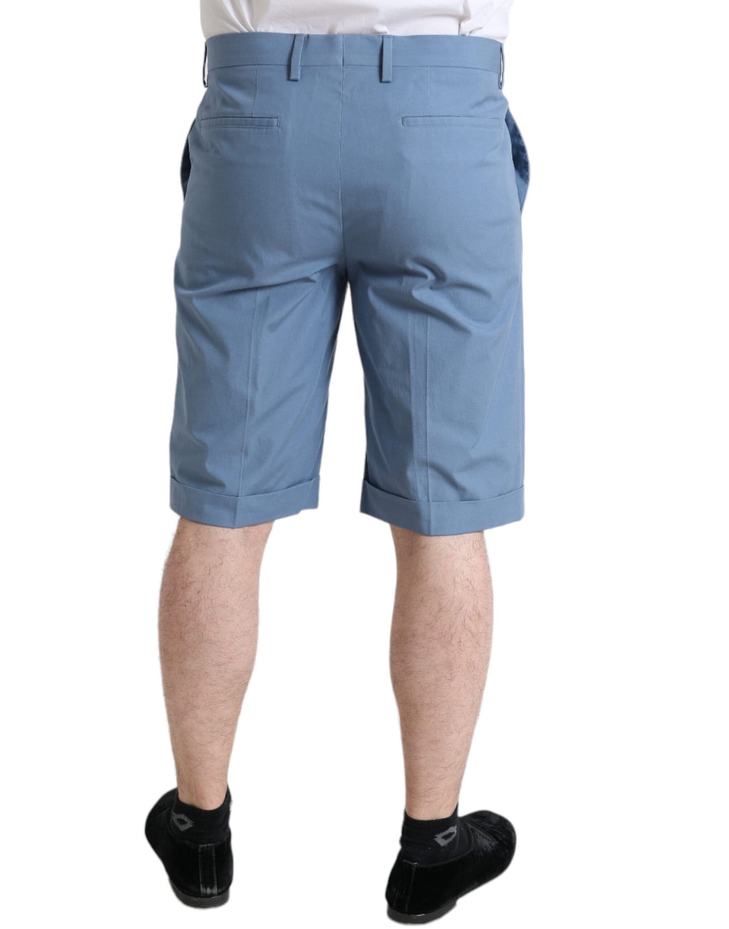 Dolce &amp; Gabbana hemdenblauwe katoenen bermudashorts met opgevouwen zoom voor heren