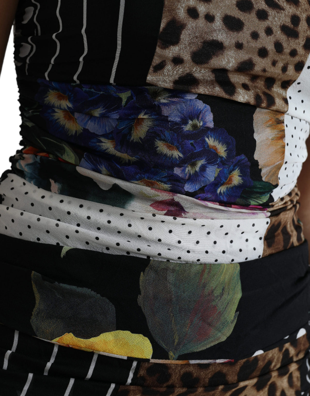 Robe Midi Florale Léopard Multicolore Dolce & Gabbana