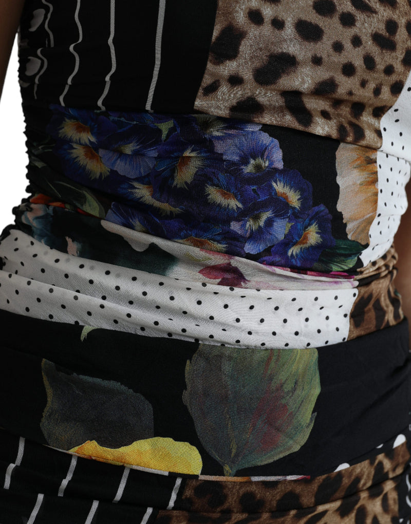 Robe Midi Florale Léopard Multicolore Dolce & Gabbana