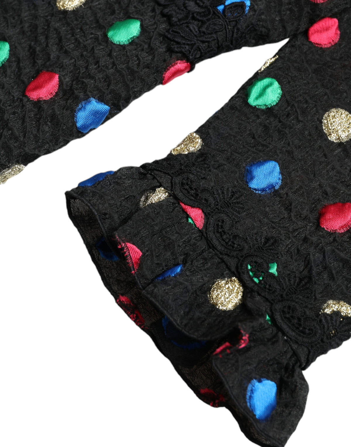 Robe Midi à Pois Noir à Volants Dolce & Gabbana