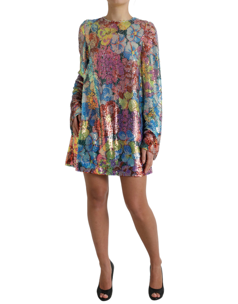 Robe Mini Florale Multicolore Pailletée Dolce & Gabbana