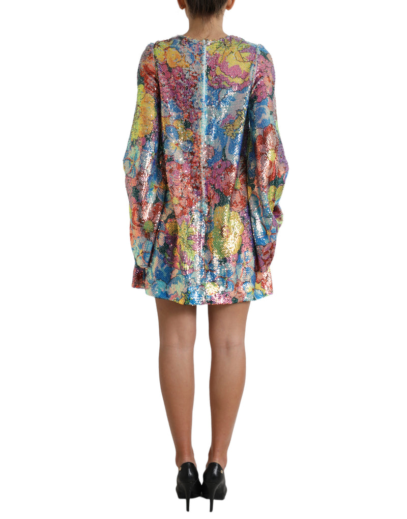 Robe Mini Florale Multicolore Pailletée Dolce & Gabbana