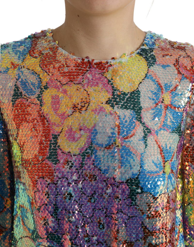 Robe Mini Florale Multicolore Pailletée Dolce & Gabbana