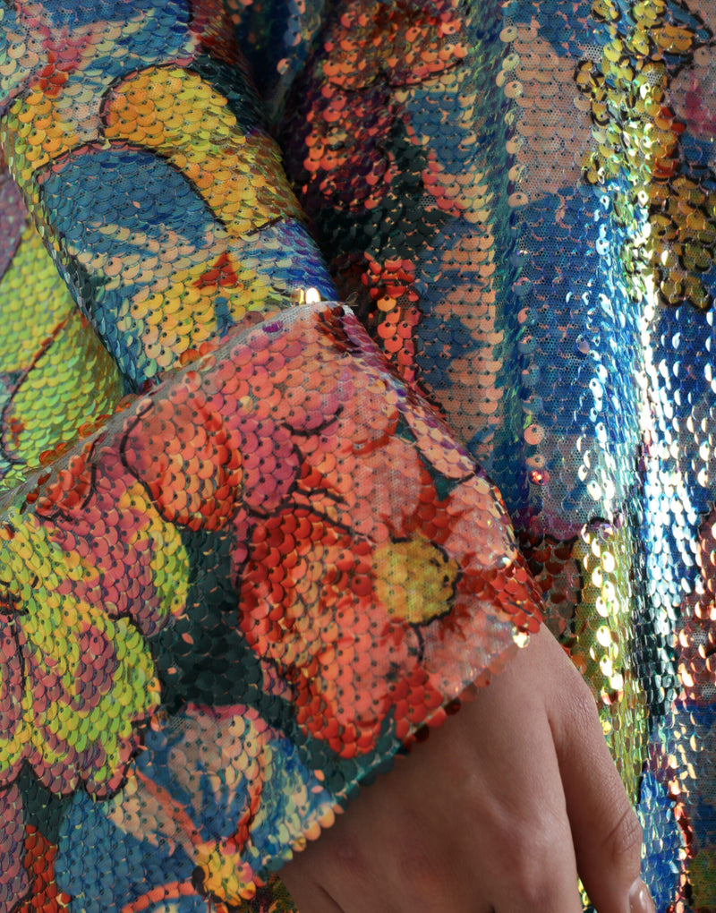 Robe Mini Florale Multicolore Pailletée Dolce & Gabbana