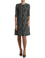Robe Mini Shift en Polyester Chevron Noir Dolce & Gabbana