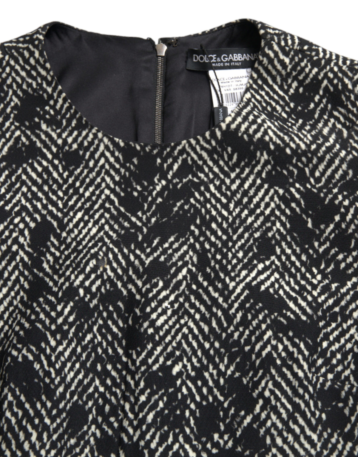 Robe Mini Shift en Polyester Chevron Noir Dolce & Gabbana