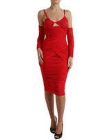 Robe Midi Rouge en Nylon Stretch Dolce & Gabbana