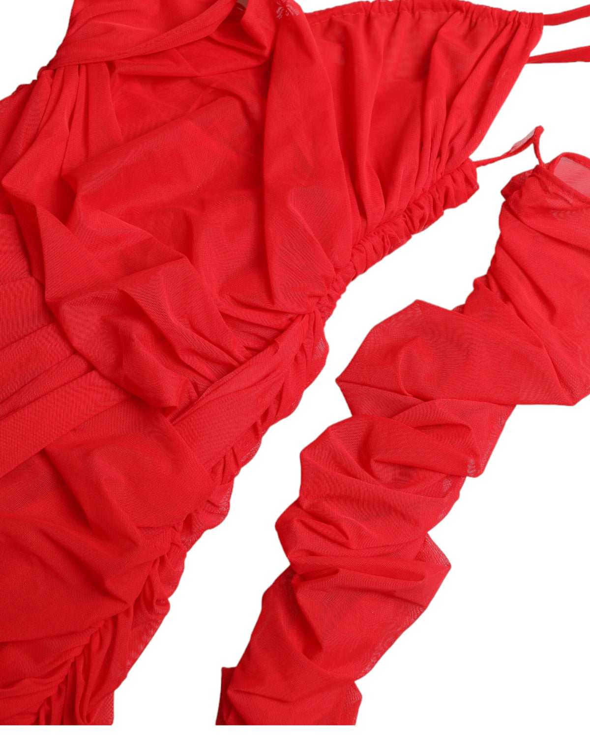 Robe Midi Rouge en Nylon Stretch Dolce & Gabbana