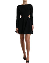 Dolce & Gabbana Robe Mini A-Line Noire en Viscose avec Découpes