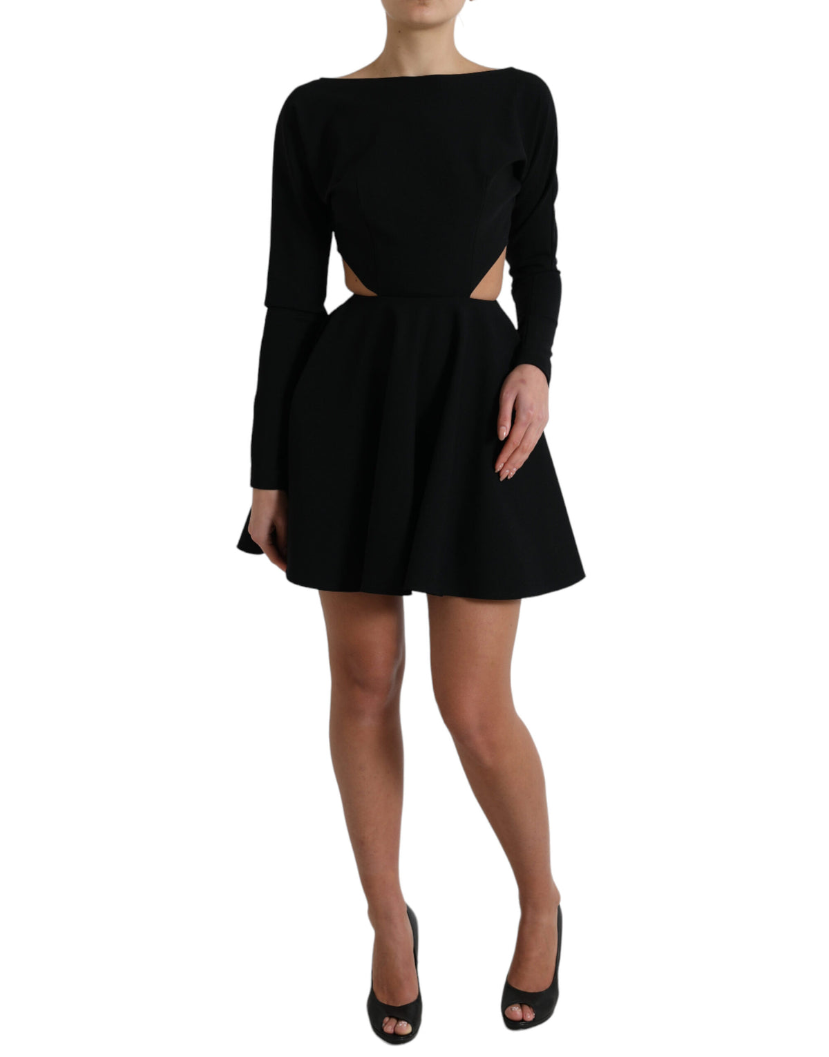 Dolce & Gabbana Robe Mini A-Line Noire en Viscose avec Découpes