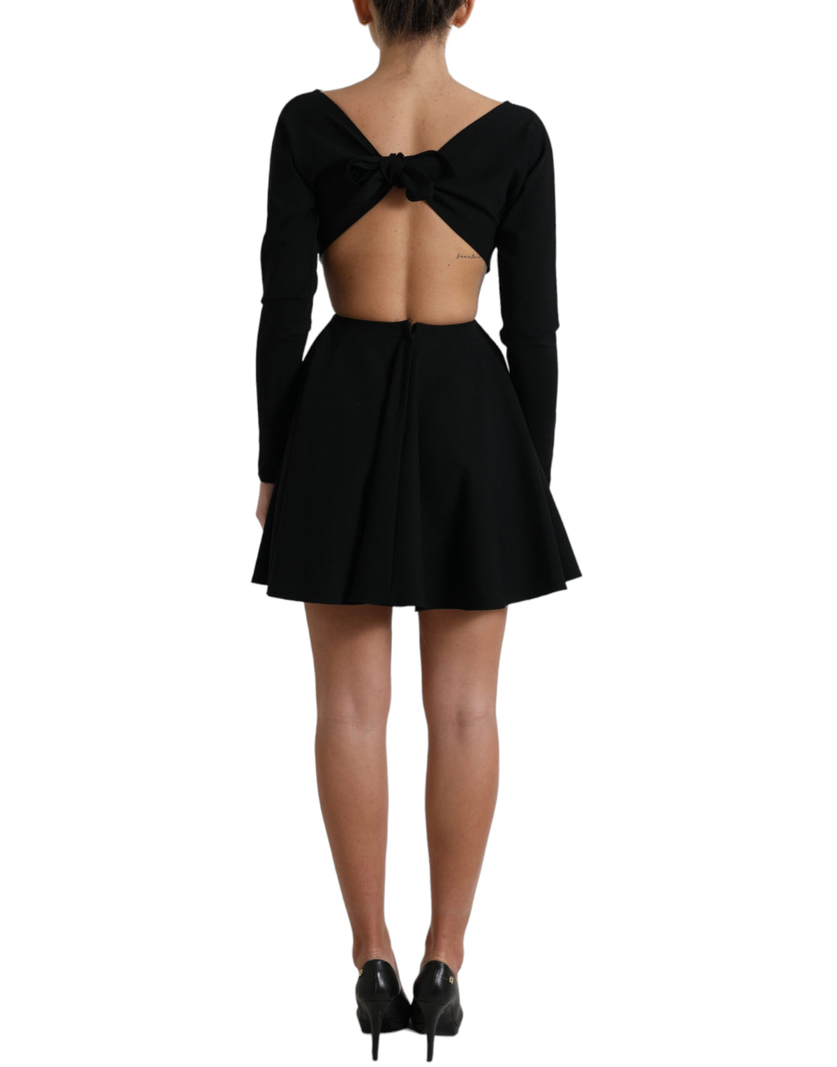 Dolce & Gabbana Robe Mini A-Line Noire en Viscose avec Découpes
