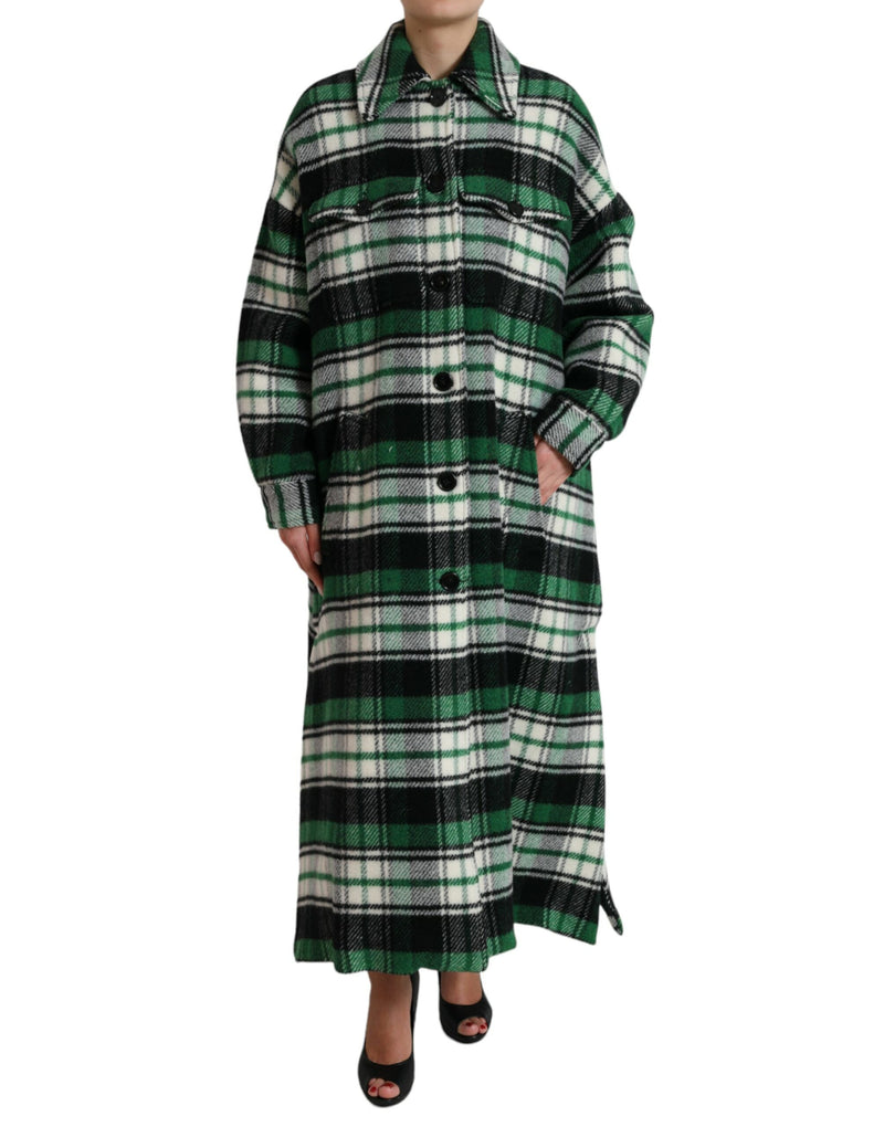 Dolce & Gabbana Veste Longue à Carreaux Verts Femme