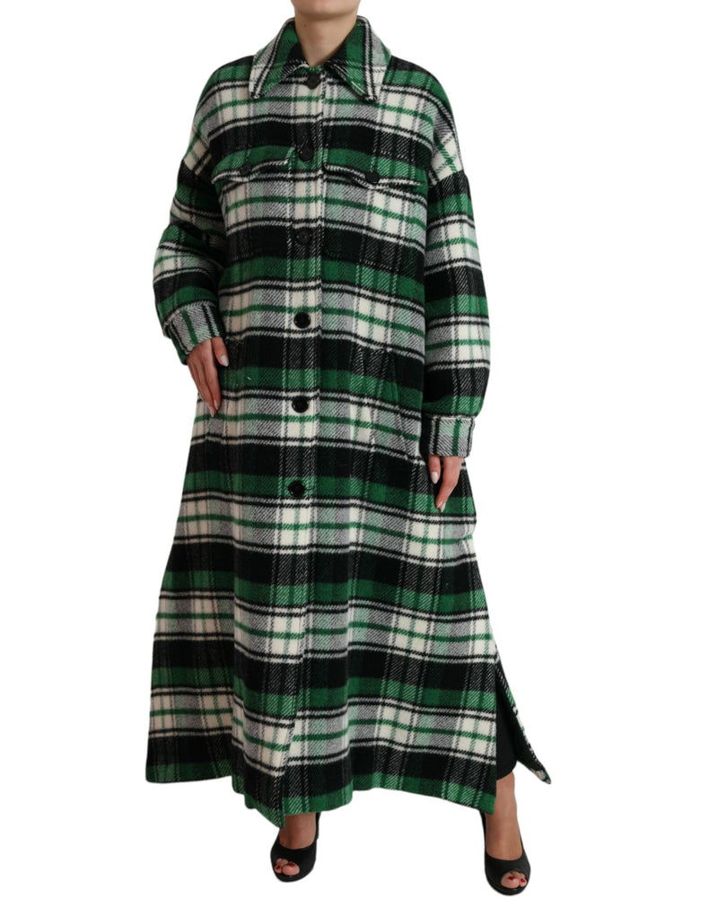 Dolce & Gabbana Veste Longue à Carreaux Verts Femme