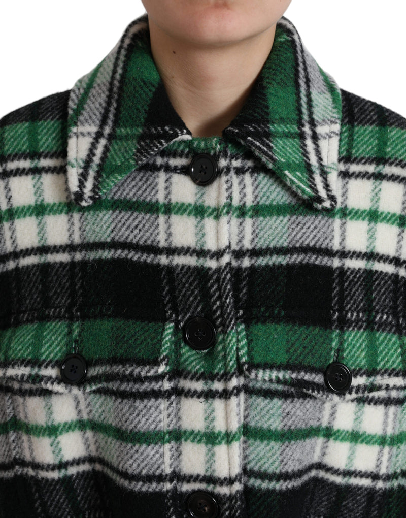Dolce & Gabbana Veste Longue à Carreaux Verts Femme