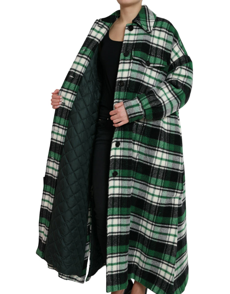 Dolce & Gabbana Veste Longue à Carreaux Verts Femme