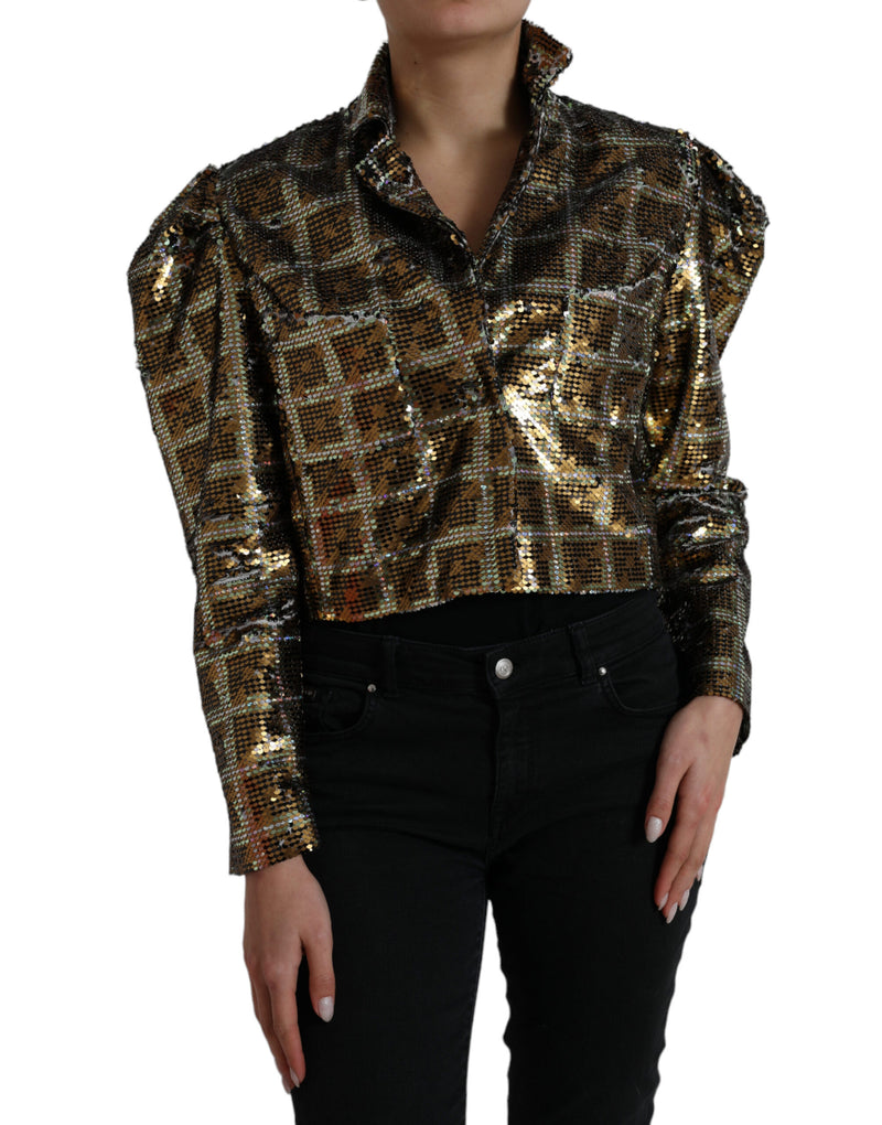 Dolce & Gabbana Veste Croppée Multicolore en Polyester Pailleté