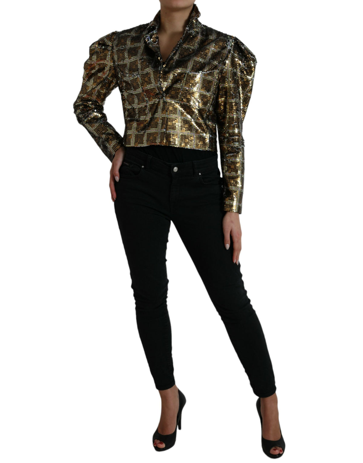 Dolce & Gabbana Veste Croppée Multicolore en Polyester Pailleté