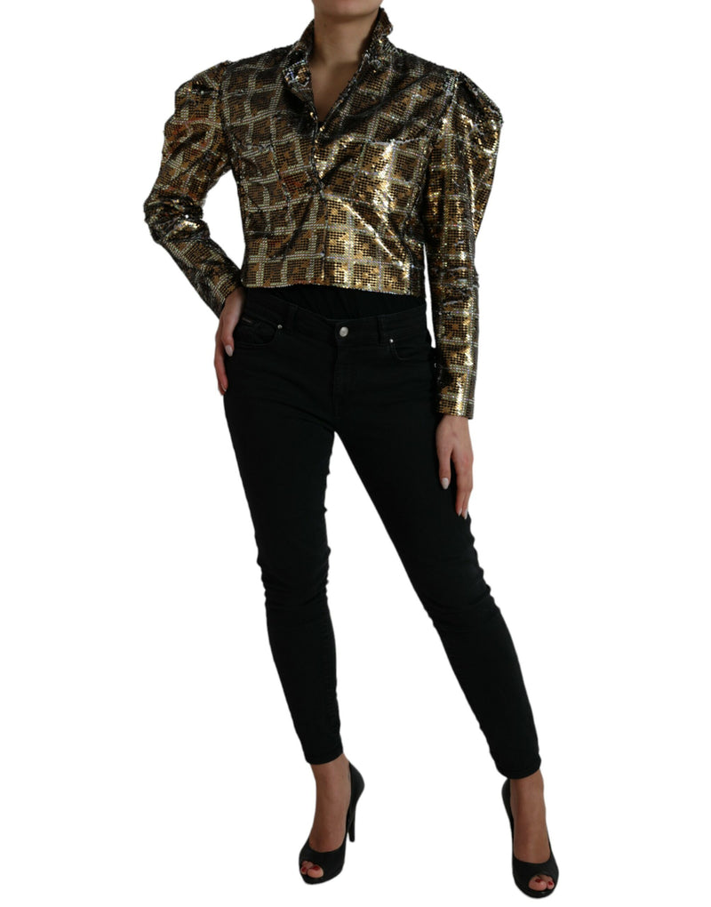 Dolce & Gabbana Veste Croppée Multicolore en Polyester Pailleté