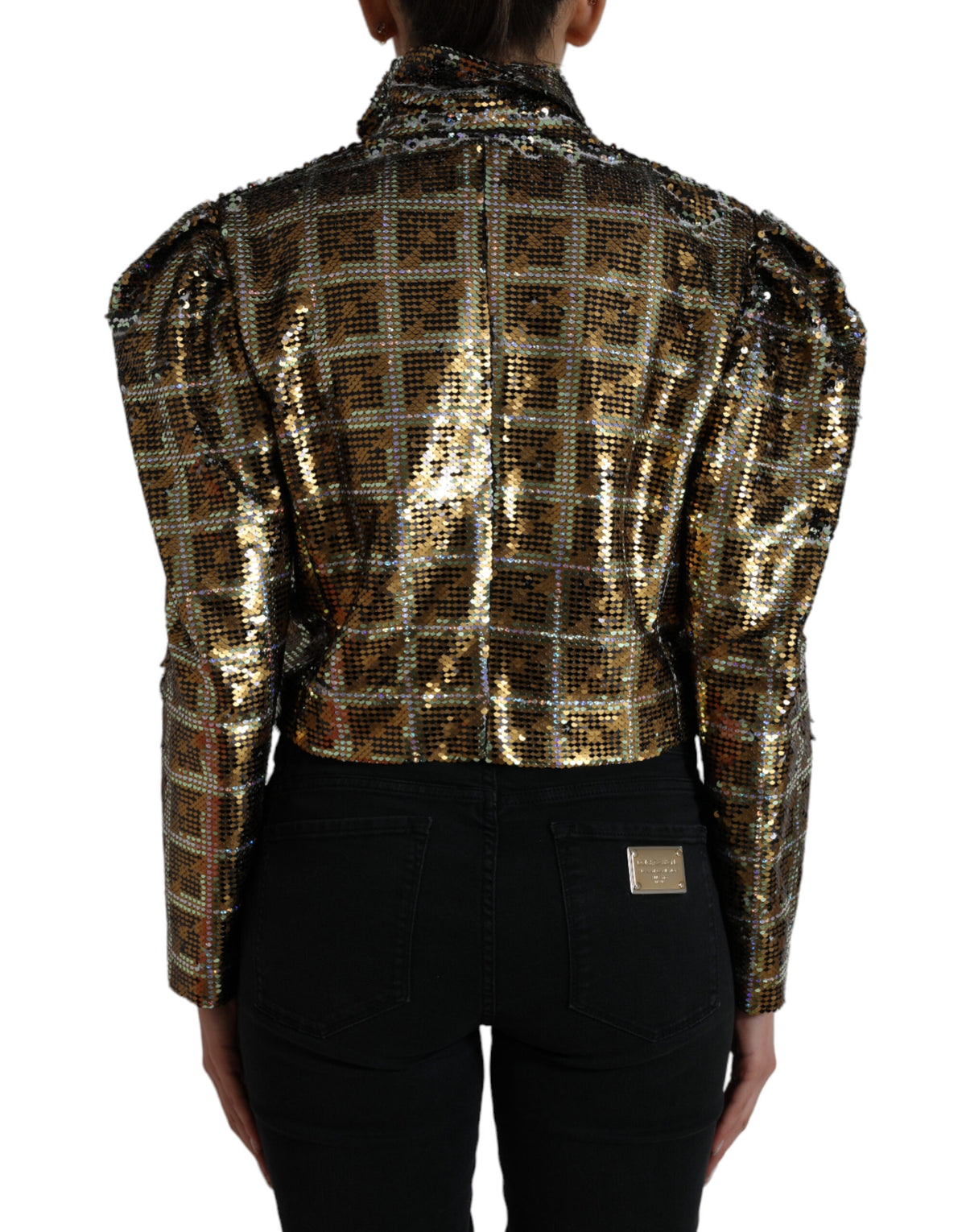 Dolce & Gabbana Veste Croppée Multicolore en Polyester Pailleté