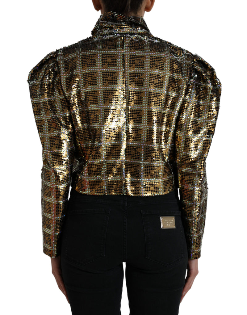Dolce & Gabbana Veste Croppée Multicolore en Polyester Pailleté