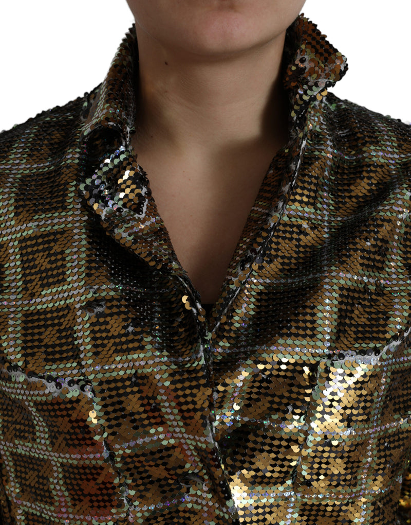 Dolce & Gabbana Veste Croppée Multicolore en Polyester Pailleté