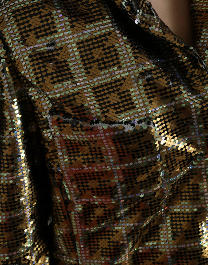 Dolce & Gabbana Veste Croppée Multicolore en Polyester Pailleté