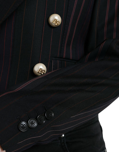Dolce & Gabbana Black Striped SICILIA Double Breasted Jacket