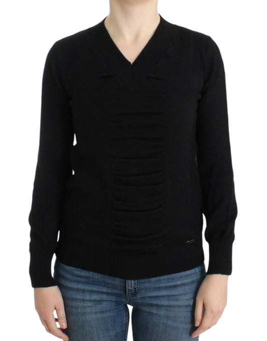 Costume National zwarte wollen trui met V-hals