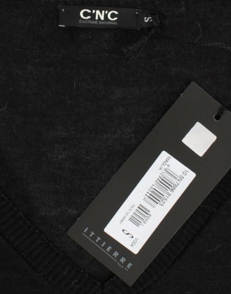 Costume National, pull léger noir à col en V
