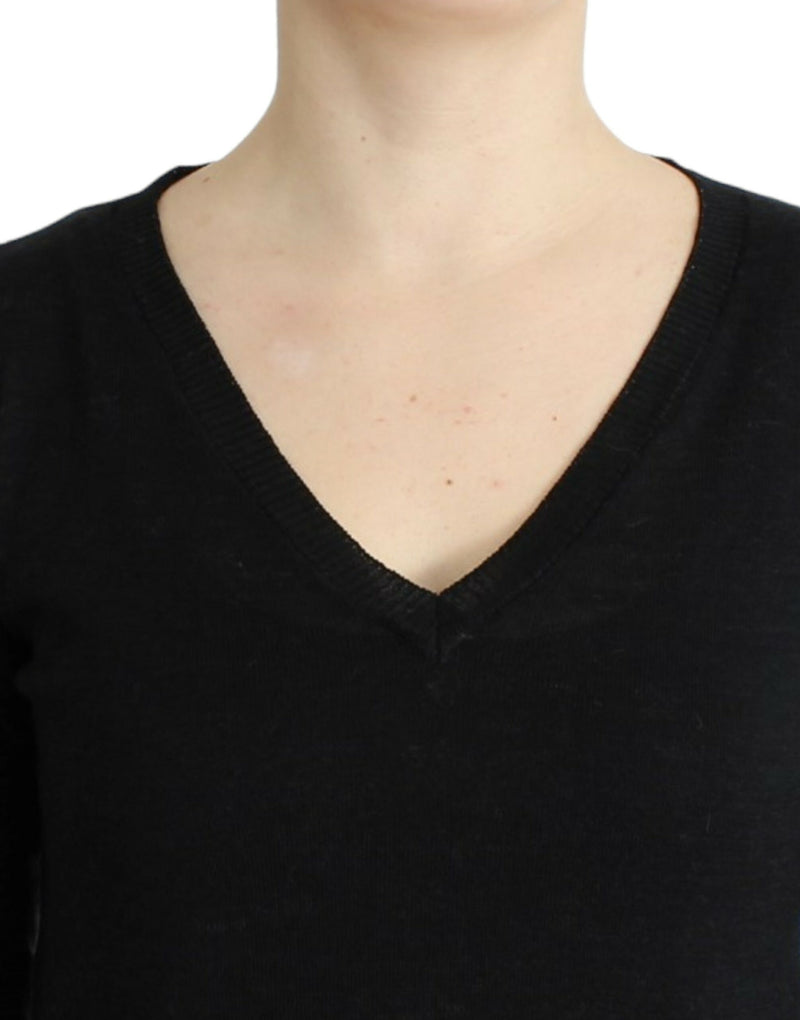 Costume National, pull léger noir à col en V