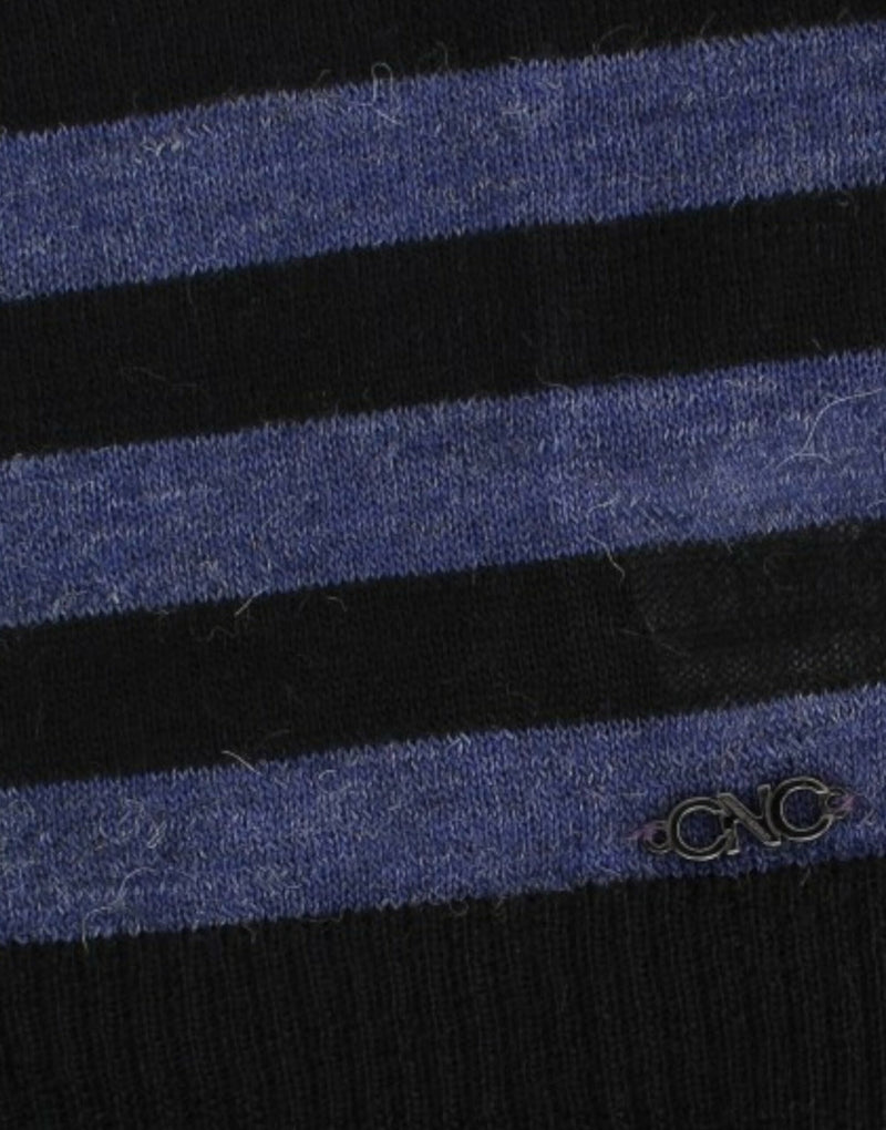Pull à col en V rayé noir de Costume National