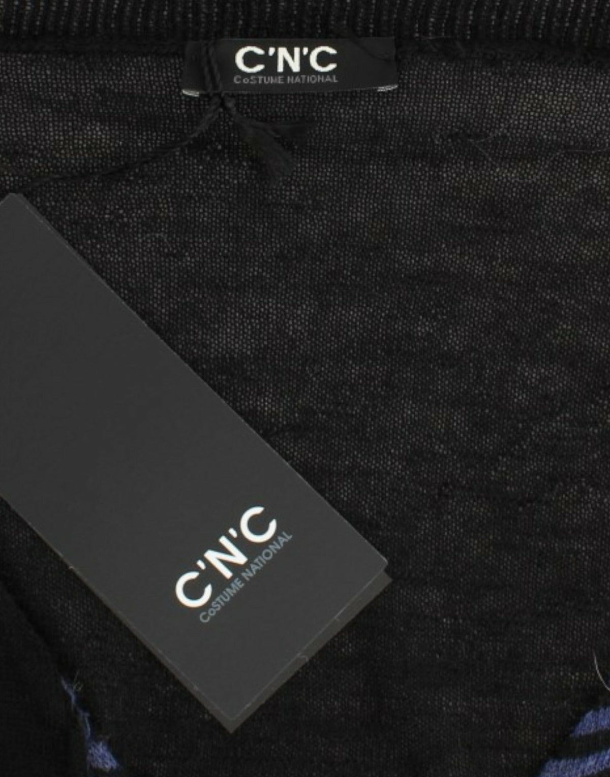 Pull à col en V rayé noir de Costume National