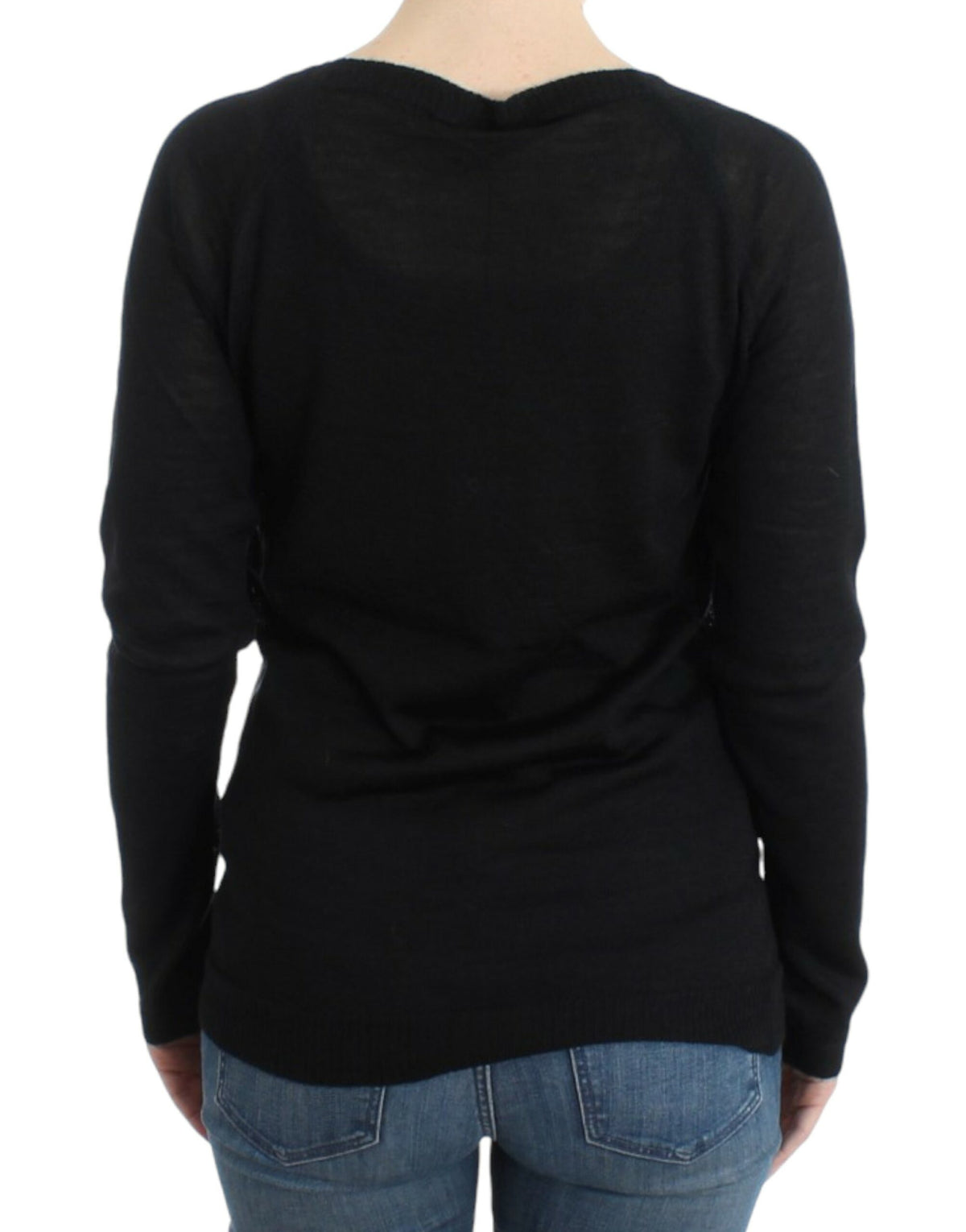 Pull à col en V rayé noir de Costume National
