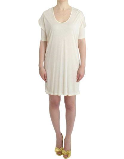 Costume National witte, mouwloze, rechte jurk van modal.