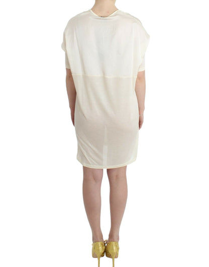 Costume National witte, mouwloze, rechte jurk van modal.