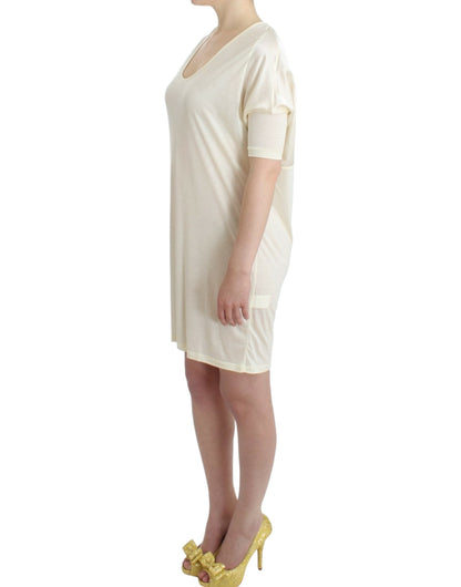 Costume National witte, mouwloze, rechte jurk van modal.